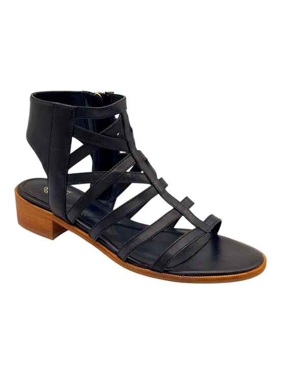Isola Shoes - ISOLA Genuine Leather Gladiator Strappy Sandals Black Size 9